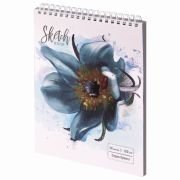 Скетчбук, серая бумага 120 г/м2, 170х195 мм, 30 л., гребень, подложка, цветная фольга, «Цветок», 98696