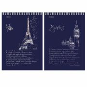 Блокнот А5 146х215 мм, 80 л., гребень, клетка, ламинация, 3D фольга, HATBER, «Блеск столиц», 80Б5лофВ1гр