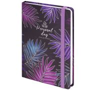Ежедневник недатированный с резинкой А5 (145х203 мм), BRAUBERG, твердый, фольга, 128 л., «Tropical», 114565