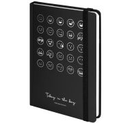 Ежедневник недатированный с резинкой А5 (145х203 мм), BRAUBERG, твердый, фольга, 128 л., «Emoji», 114567