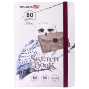 Скетчбук, белая бумага 80 г/м2, 145х203 мм, 80 л., резинка, твердый, BRAUBERG ART DEBUT «Хогвартс», 114581