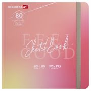 Скетчбук, белая бумага 80 г/м2, 195х195 мм, 80 л., резинка, твердый, BRAUBERG ART DEBUT «Уноколор», 114583