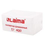 Салфетки бумажные 400 шт., 24х24 см, «Big Pack», белые, 100% целлюлоза, LAIMA, 114724