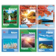 Блокнот МАЛЫЙ ФОРМАТ А6 110х145 мм, 40 л., гребень, лакированная обложка, клетка, HATBER, «Пейзажи», 40Б6B1гр, В12307