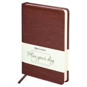 Ежедневник недатированный А5 138х213 мм BRAUBERG «Imperial» под кожу, 160 л., коричневый, 123414