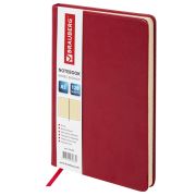 Блокнот А5 (148х218 мм), BRAUBERG «Income», 128 л., гладкий кожзаменитель, клетка, красный, 125209