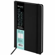 Блокнот А5 (148х218 мм), BRAUBERG «Select», 96 л., балакрон, резинка, клетка, черный, 125211