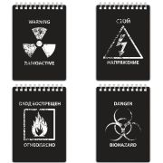 Блокнот МАЛЫЙ ФОРМАТ А6 105х148 мм, 80 л., гребень, пластик с печатью, клетка, BRAUBERG, «Danger», 125380