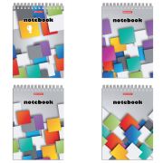 Блокнот А5 146х205 мм, 80 л., гребень, картон, жесткая подложка, клетка, BRAUBERG, «Кубы», 129819