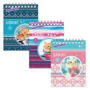 Блокнот МАЛЫЙ ФОРМАТ А6 108х146 мм, 60 л., гребень, картон, клетка, ЮНЛАНДИЯ, «Котики», 129831