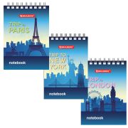 Блокнот МАЛЫЙ ФОРМАТ А7 75х105 мм, 40 л., гребень, картон, клетка, BRAUBERG, «Города», 129856