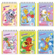 Блокнот МАЛЫЙ ФОРМАТ А7 75х105 мм, 40 л., гребень, картон, клетка, ЮНЛАНДИЯ, «Мультяшки», 129860