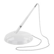 Ручка шариковая настольная BRAUBERG «Стенд-Пен Уайт2», СИНЯЯ, цепочка, корпус белый, линия письма 0,5 мм, 141348