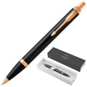 Ручка шариковая PARKER «IM Core Black Lacquer GT», черный глянцевый лак, позолота, синяя, 1931666
