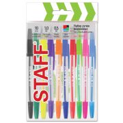 Ручки шариковые STAFF «C-51», НАБОР 10 шт., АССОРТИ, узел 1 мм, линия письма 0,5 мм, 142818