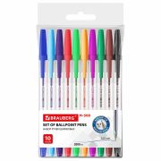 Ручки шариковые BRAUBERG «M-500», НАБОР 10 цветов, АССОРТИ, узел 0,7 мм, линия письма 0,35 мм, 143455