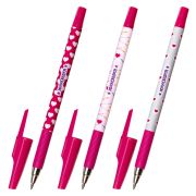 Ручка шариковая ЮНЛАНДИЯ «HEARTS», синяя, SOFT TOUCH покрытие, узел 0,7 мм, линия письма 0,35 мм, 143729