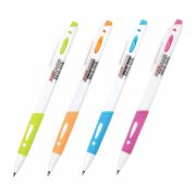 Ручка шариковая автоматическая с грипом STAFF «BP-16 White», СИНЯЯ, ассорти, линия письма 0,35 мм, 143749