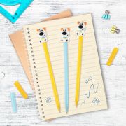 Ручка с топпером шариковая ЮНЛАНДИЯ «Собачка», корпус ассорти, СИНЯЯ, пишущий узел 0,7 мм, 143807