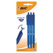 Ручки шариковые автоматические BIC «Round Stic Clic», НАБОР 3 шт., СИНИЕ, линия письма 0,32 мм, блистер, 926374