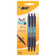 Ручки шариковые автоматические с грипом BIC «Soft Feel Fine», НАБОР 3 шт., линия письма 0,8 мм, блистер, 893221