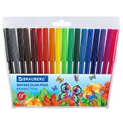 Фломастеры BRAUBERG «Wonderful butterfly», 18 цветов, вентилируемый колпачок, пласт. упаковка, увеличенный срок службы, 150523