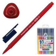 Фломастеры STAEDTLER (Германия) «Triplus», 10 цветов, трехгранные, пластиковый футляр, 323 SB10