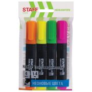 Набор текстовыделителей 4 шт., АССОРТИ, STAFF «College» STICK HL-497, линия письма 1-4 мм, 151501