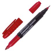 Маркер перманентный двусторонний BRAUBERG «Double», КРАСНЫЙ, наконечники 0,8/3 мм, 151637