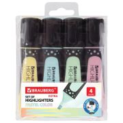 Набор текстовыделителей BRAUBERG 4 шт., АССОРТИ, «EXTRA PASTEL», прорезиненный корпус, линия 1-5 мм, 151756