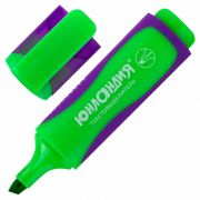 Текстовыделитель ЮНЛАНДИЯ «ELASTIC», ЗЕЛЕНЫЙ, прорезиненный корпус, линия 1-5 мм, 151760