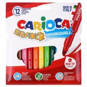 Фломастеры утолщенные CARIOCA (Италия) «Bravo», 12 цветов, суперсмываемые, 42755