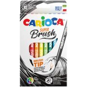 Фломастеры с наконечником-кистью CARIOCA (Италия) «Super Brush», 10 цветов, смываемые, 42937