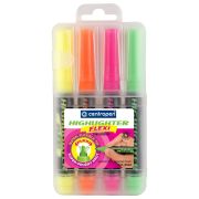 Текстовыделители ПАСТЕЛЬНЫЕ 4 ЦВЕТА CENTROPEN «Flexi», гибкий наконечник, 1-5 мм, 8542/4, 485420402