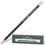 Карандаш чернографитный FABER-CASTELL, 1 шт., «1112», НВ, с ластиком, корпус черный, 111200