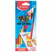 Карандаши двусторонние MAPED (Франция) «Color'Peps Duo», 12 штук, 24 цвета, трехгранные, натуральное дерево, 829600