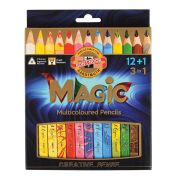 Карандаши с многоцветным грифелем KOH-I-NOOR «Magic», НАБОР 13 штук, трехгранные, утолщенный грифель 5,6 мм, натуральное дерево, 3408, 3408013001KS