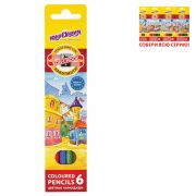 Карандаши цветные ЮНЛАНДИЯ «Домики» (KOH-I-NOOR EXCLUSIVE), 6 цветов, Чехия, 181552, 3551006045KS