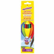 Карандаши цветные ЮНЛАНДИЯ «ВОЗДУШНЫЙ ШАР», 6 цветов + 1 чернографитный, пластиковые, трехгранные, 181687
