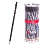 Карандаш чернографитный BRAUBERG «Style», 1 шт., HB, с ластиком, корпус черно-серый, 181717