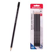 Набор карандашей чернографитных BRAUBERG «Style» 4 шт., HB, с ластиком, корпус черно-серый, 181718