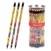 Карандаш чернографитный BRAUBERG «POP-ART», 1 шт., HB, с ластиком, корпус ассорти, 181754