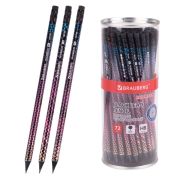 Карандаш чернографитный BRAUBERG «RHOMBUS», 1 шт., HB, с ластиком, корпус ассорти, 181755