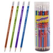 Карандаш чернографитный ЮНЛАНДИЯ «МЕТАЛЛИК», 1 шт., HB, с ластиком, корпус ассорти, 181764