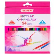 Карандаши цветные ПИФАГОР для девочек «БЫСТРЕЕ! ВЫШЕ! СИЛЬНЕЕ!», 24 цвета, классические, 181813