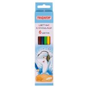 Карандаши цветные ПИФАГОР «Веселые акулята», 6 цветов, классические, заточенные, 181815