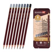 Карандаши чернографитные художественные 2H-8B, НАБОР 8 шт., В ПЕНАЛЕ, BRAUBERG ART «PREMIERE», 181894