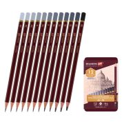 Карандаши чернографитные художественные 4H-8B, НАБОР 12 шт., В ПЕНАЛЕ, BRAUBERG ART «PREMIERE», 181895