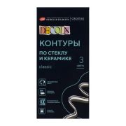 Контуры для работ по стеклу и керамике «Декола», НАБОР 3 цвета, туба по 18 мл, Невская Палитра, 5341375