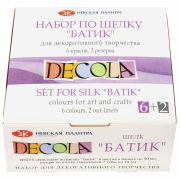 Краски по ткани акриловые «Декола» «Батик по шелку», НАБОР 6 цветов по 50 мл + резерв 2 тубы по 18 мл, Невская Палитра, 4441448